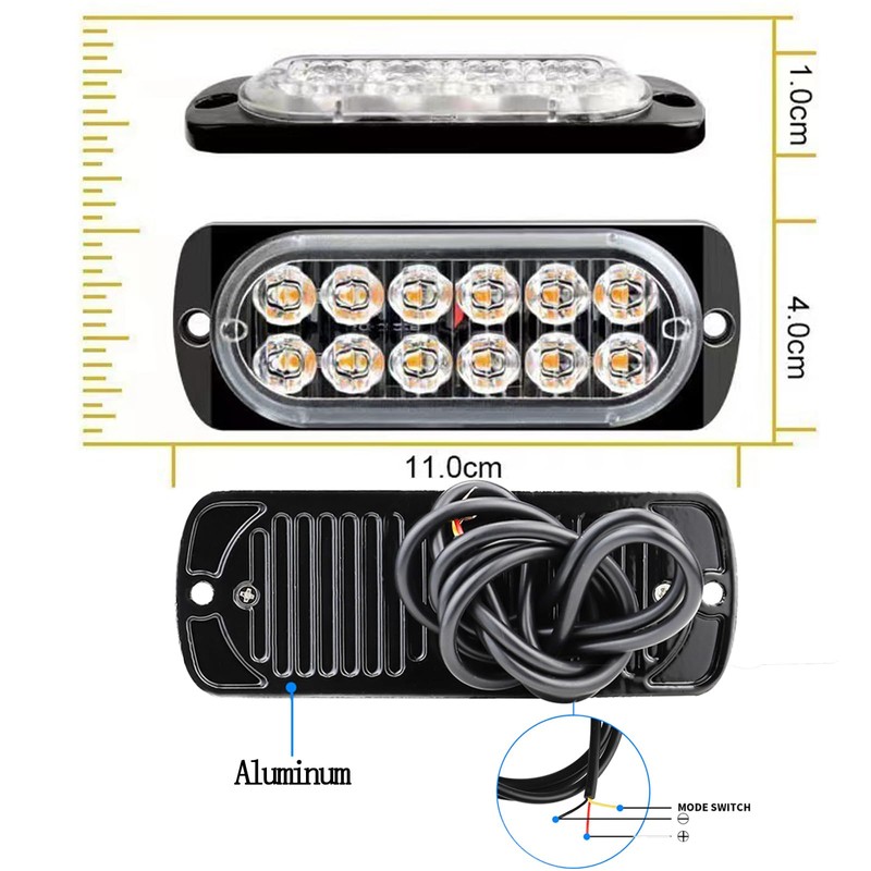 20 Pcs Oval Amber/White Dual Color LED Strobe Lights -