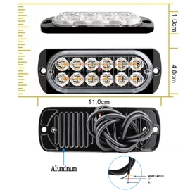 20 Pcs Oval Amber/White Dual Color LED Strobe Lights - 12 LEDs per Light with 18 Flash & Steady Modes, Waterproof Emergency Warning Lights for Trucks, Trailers, Towing Vehicles