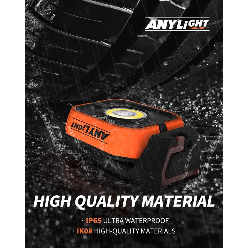ANYLiGHT Work Light, Magnetic Rechargeable Light with 4 Modes, 150°Rotation