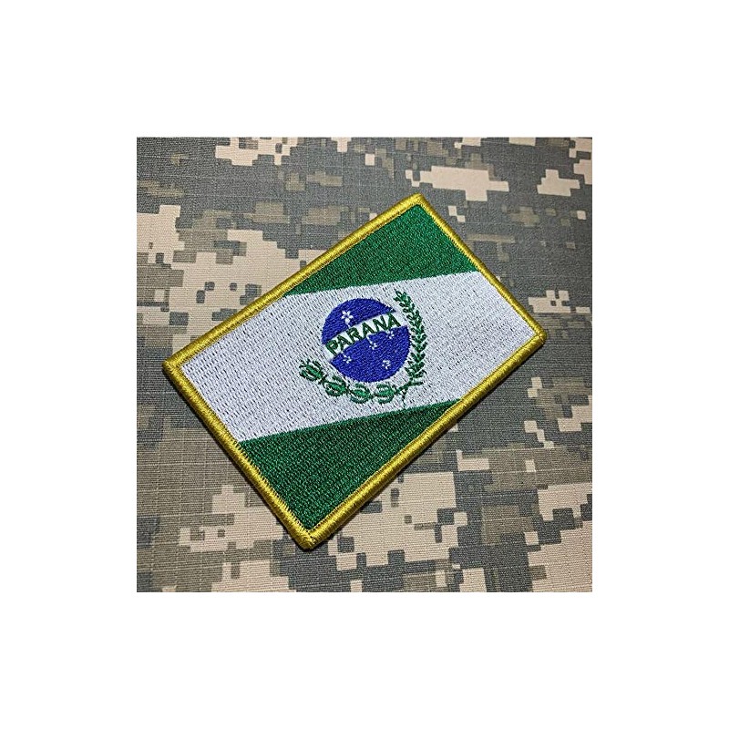 BE0174V21 Paraná Brazil Country Flag Embroidered Patch Gold Border Uniform