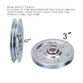 Tsnamay 4Pcs 3" Garage Door Pulley,Cable and Pulley Replacement for Overhead Sectional Garage Doors Garage Door Pulley Kits