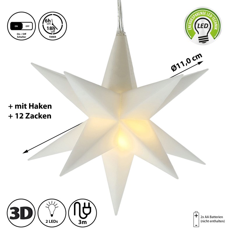 Cepewa Luminous Star 3D White 12 Prongs for Hanging |
