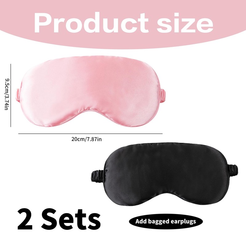 Pack of 2 Silk Sleeping Masks, Comfortable Sleeping Glasses for