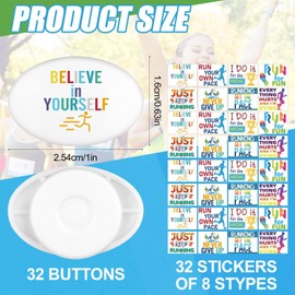 Beupy 32Pcs Runner Bib Clips with 32 Sheets DIY Stickers Reusable, Easy to Use Lightweight Safety Lock Fasteners for Secure Running, Marathon, Triathlon, Cycling C No Magnets, No Pins Race Bib Clips