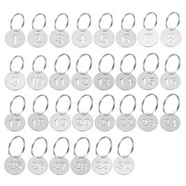 PATIKIL Number Key Tag, 23 mm Stainless Steel 1-30 Number ID Tags Keychain Hollowed Numbered Key Tags with Rings Identifiers Keys Label for Dormitory Keys House Lockers