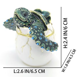 BUT FLY Sea Turtle Jewelry Trinket Box Hinged Unique Gifts for Women Crystals Hand-Painted Home Decor Ring Holder, Animal Figurine Collectibles