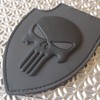 Skull Shield Morale Tactical PVC Patch (Blackout Subdued)