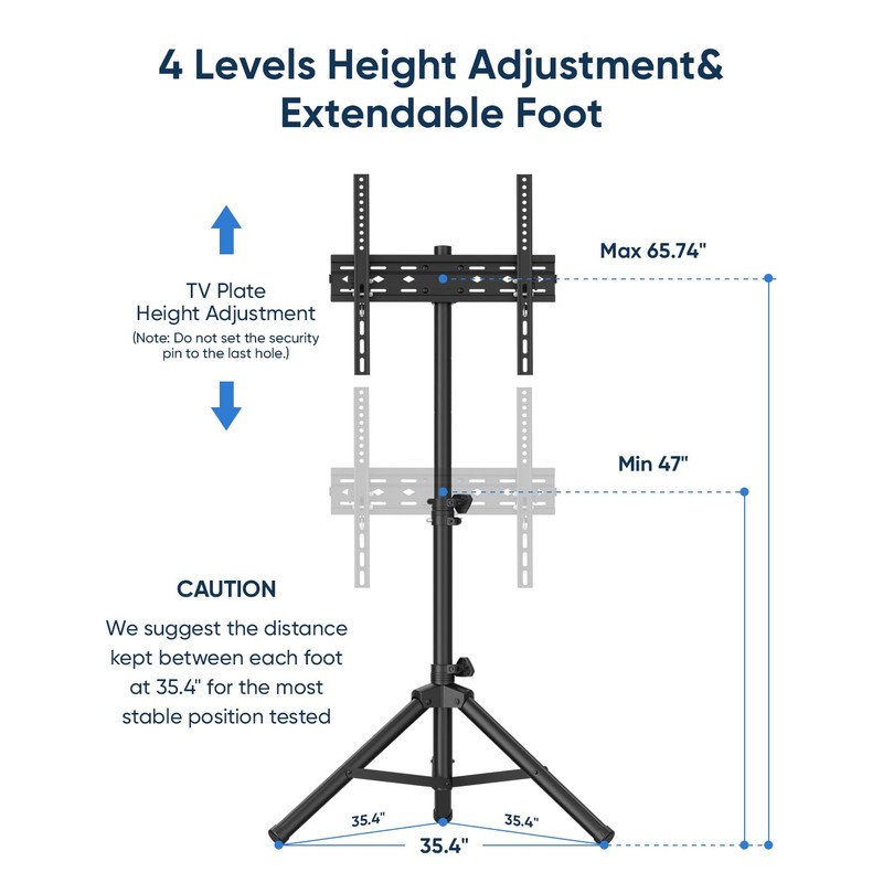 FORGING MOUNT Tripod Portable Floor TV Stand,Foldable Stand Height Adjustable