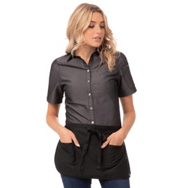 Chef Works Unisex Reversible Waitress Apron, Black, One Size