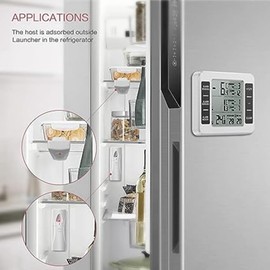 Wireless Refrigerator Thermometer Digital Freezer Thermometer Temperature Monitor with 2 Sensors for Indoor Outdoor White&Black