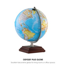 Waypoint Geographic Odyssey Plus Globe, 12" Blue Ocean-Style World Globe, Up-to-Date Reference Globe for Home and Office Decor, 17.5“ H x 13.5“ W x 12“ D