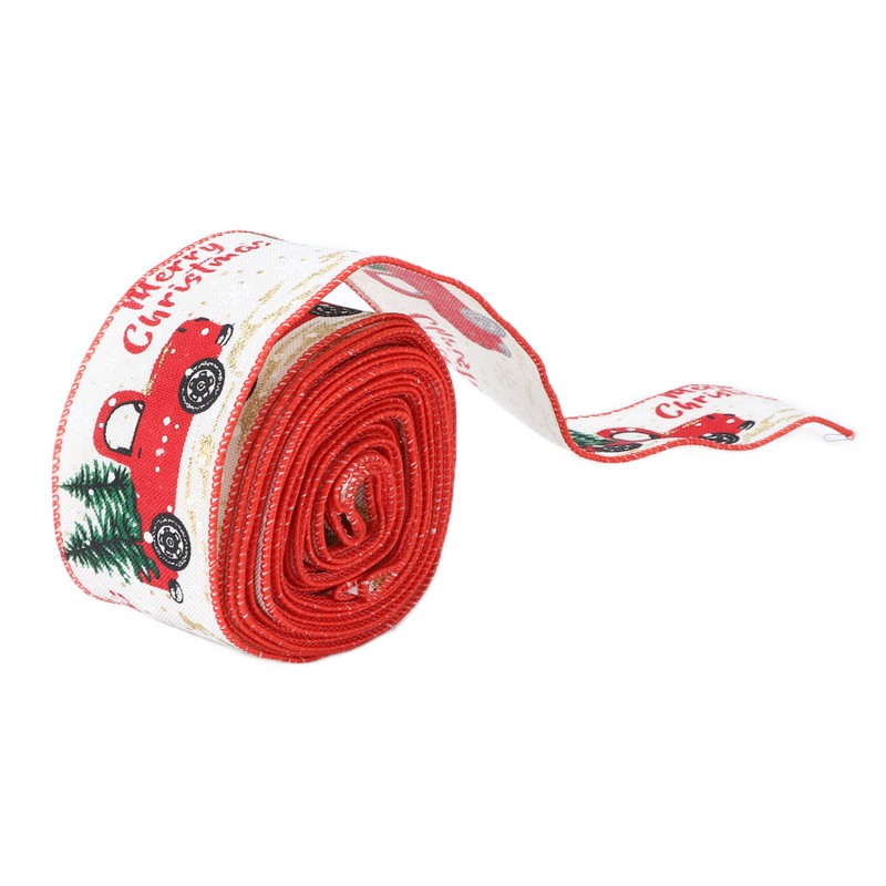 2pcs Christmas Decoration Ribbon Clear Vivid Pattern Durable Packaging Ribbon