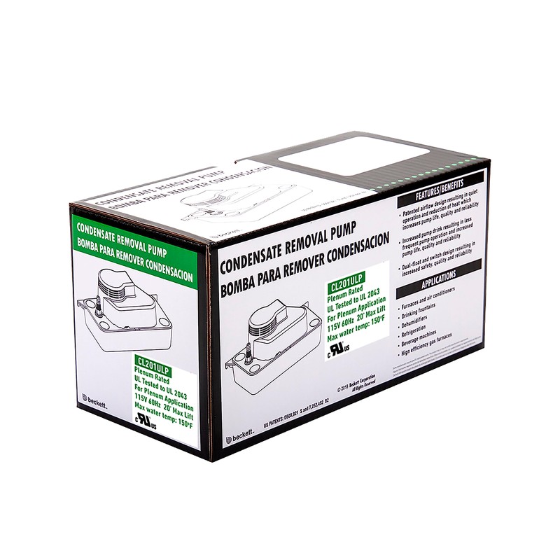 Beckett CL201ULP Low Profile Plenum Rated Condensate Pump, 115V, 20