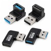 4 Pack 90 Degree USB A Male to Female Adapter