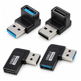 4 Pack 90 Degree USB A Male to Female Adapter Right Angle USB Adapter