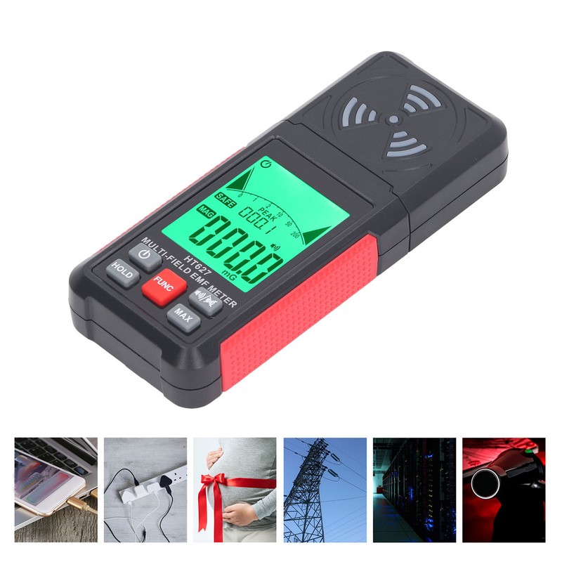 Electromagnetic Radiation Detector Data Hold Sound Light Alarm EMF Radiation