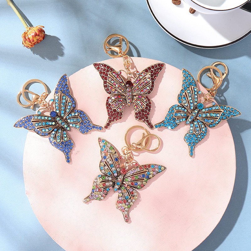 Butterfly Keychain for Women Girls Cute Glittering Crystal Rhinestone Butterfly