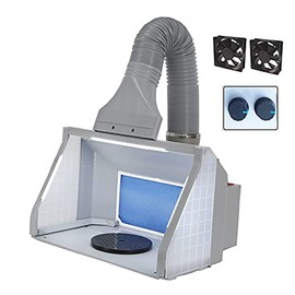 T TOGUSH Airbrush Spray Booth with Adjustable Wind and Bright for Hobby Model Crafts Portable Airbrush Booth with Rotary Knob 3 LED Light Large Space Painting Booth