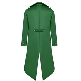 BITSEACOCO Mens Gothic Medieval Tailcoat Jacket, Steampunk Vintage Victorian Frock High Collar Coat (XL,Green)