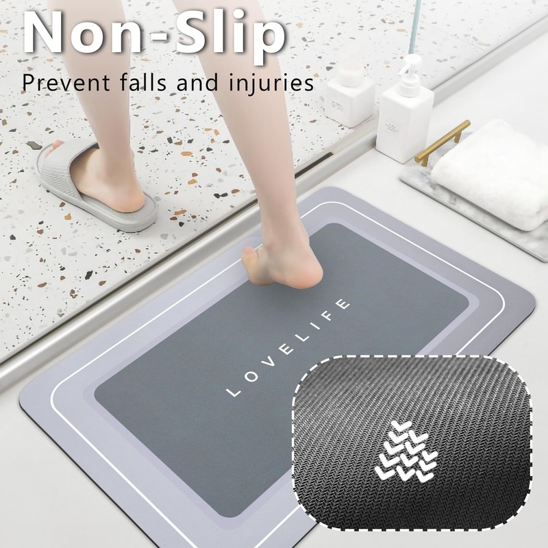 YCTMALL Bath mat Rubber Bathroom Mat-Quick Dry Absorbent Rug Non-Slip