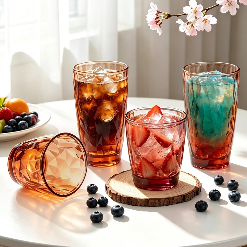 Plastic Tumblers Drinking Glasses Set of 8, 10oz & 16oz