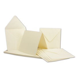 Glüxx-Agent 20 folding card sets square cream-white double card 13.5 x 13.5 cm - 240 g/m² with envelopes 14 x 14 cm 120 g/m² pointed flap wet glue
