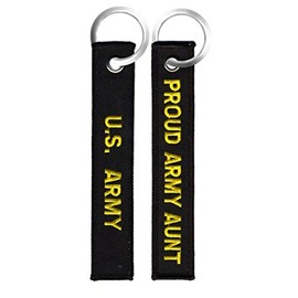 U.S. Army / Proud Army Aunt - Black Embroidered Key Chain Fob