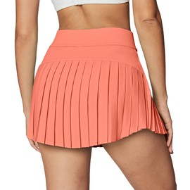 Ewedoos Pleated Tennis Skirts for Women Athletic Skirt with Shorts Underneath Skorts for Woman with Pockets for Golf Burnt Coral