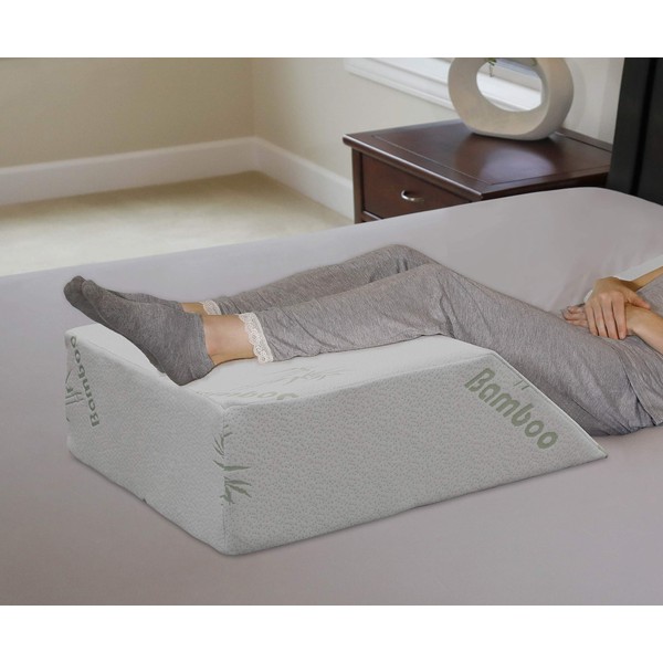 InteVision Ortho Bed Wedge Pillow with a, Removable Cover (8" x 21" x 24") - Post Surgery Elevating Leg Rest Pillow with Memory Foam Top - Provides Relief for Back, Hip and Knee Pain