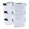 AYD 6PCS Stackable Storage Bins,Secure Snap-Lock Lids,Clear Plastic Organizer Boxes