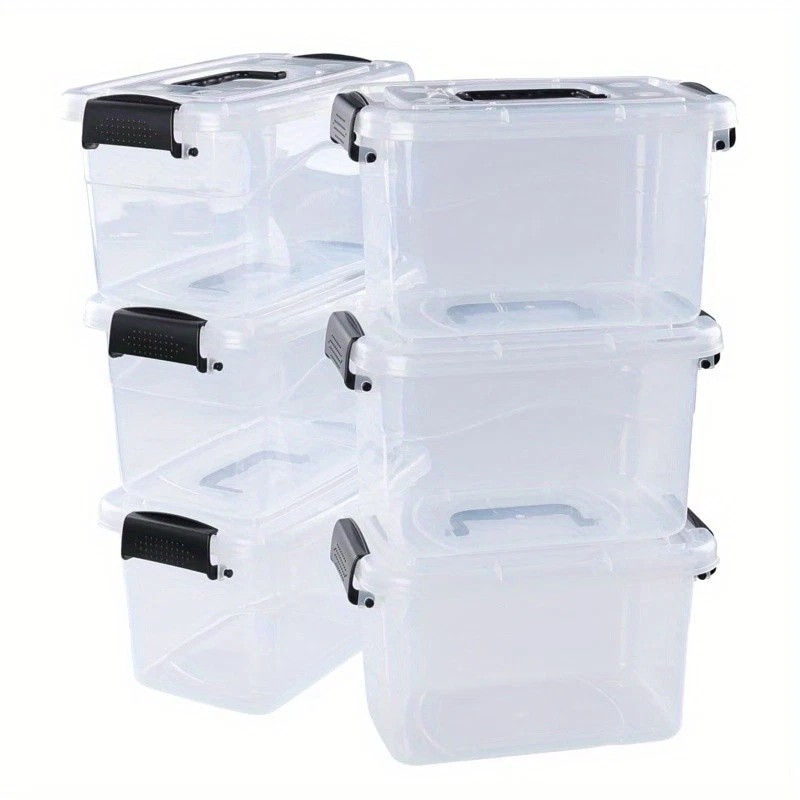 AYD 6PCS Stackable Storage Bins,Secure Snap-Lock Lids,Clear Plastic Organizer Boxes