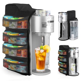 Soda Machine Dust Cover for Ninja Thirsti Max Custom Hydration System, Soda Maker WC2002, Cover Bag with Storage Pockets Compatible with Ninja Thirsty, Flavored Water Drops(Black)