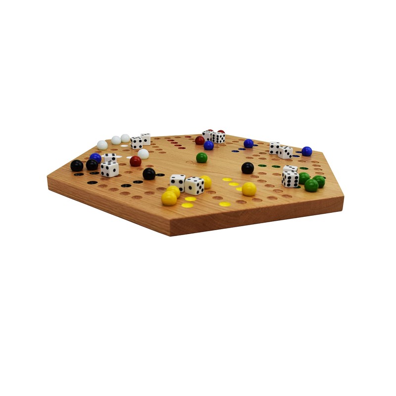 Solid Oak Double Sided Marble Board Game Hand Painted by