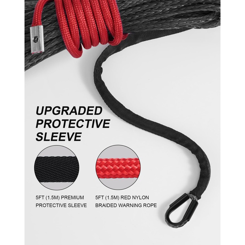 Kolvoii Synthetic Winch Rope Kit, 1/4" x 50ft 9,650lbs Winch