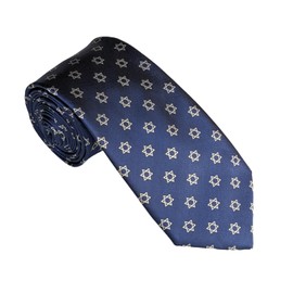 Star of David Necktie, Bar Mitzvah Necktie, Chanukah Necktie, Hannukah Necktie, Jewish Necktie, מָגֵן דָּוִד, Star of David Blue / White, Adult Men's