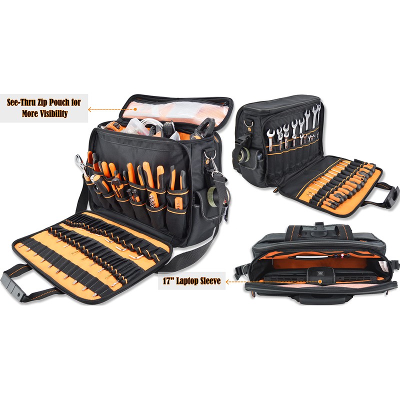 WELKINLAND 88-Pockets Electrician's Tool Bag - Electrician, Technician, HVAC &