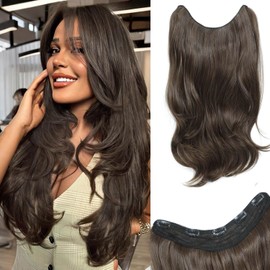 Ms taj Brown Hair Extensions Clip In Medium Brown Hair Extension 1PCS 20Inch V-Shaped Body Wavy Thick Natural Layered Full head for women with Dense hair to increase hair volume Beginner-friendly