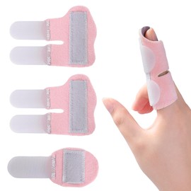 lefeke Trigger Finger Splint 3PCS, 2 Finger Support Braces for Middle, Ring or Index finger with 1 Thumb or Pinky Finger Splint, Broken and Mallet Finger Splints (Pink)