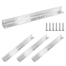 Redunest L Bracket, Heavy Duty Corner Brace, 4 Pack 12.8" Metal Shelf Bracket Angle Bracket for Shelves, Polished Silver Stainless Steel Braces for Wood Furniture,325mm Overall Length
