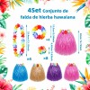 4 Set Falda Pulseras Collar Diadema Hawaiano Disfraz Fiesta