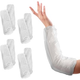 Ez Smile Disposible Waterproof Oversleeves Protector (100pcs), Oilproof Arm Sleeves Covers, White Cook Butcher Sleeve, Forearm Protection for Dish Washing, Cooking, Gardening