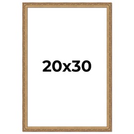 Poster Palooza 20x30 Traditional Antique Gold Complete Wood Picture Frame with UV Acrylic Plexiglass, Foam Board Backing & Hardware Included