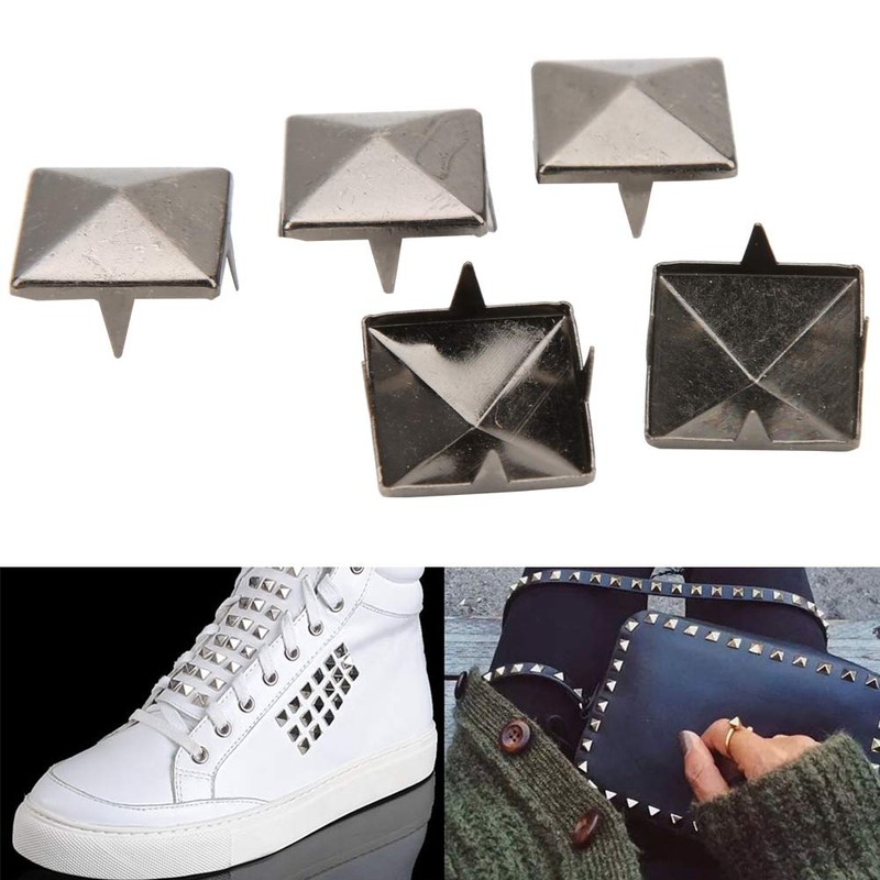 BORDSTRACT Rivets for Shoes, 100 Pieces Square Rivets, 15 mm