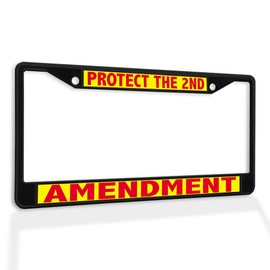 Fastasticdeals Metal Insert License Plate Frame Protect The 2Nd Amendment Weatherproof Car Accessories Black 2 Holes Solid Insert