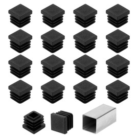 sourcing map 9/16" (15mm) Square Tubing End Caps, 50 Pcs Plastic Hole Plugs Insert End Cap for Metal Tubing Post Chair Leg Table Bookshelves Furniture, Black