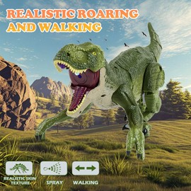 ToyFuntasy Remote Control Dinosaur Toys for Kids Ages 4-7 8-12 - Best Birthday Gifts for Boys 4 5 6 7 8 9 10 11 12 Year Old, RC Walking Dino with Roaring, Spray, Light, Touch Sensing
