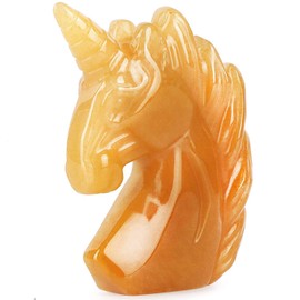 Artistone Unicorn Statue Sculpture 3 Inch Carved Gem Unicorn Crystal Figurines Reiki Gifts Healing Stone for Kids Adults Home Decor(Yellow Jade)