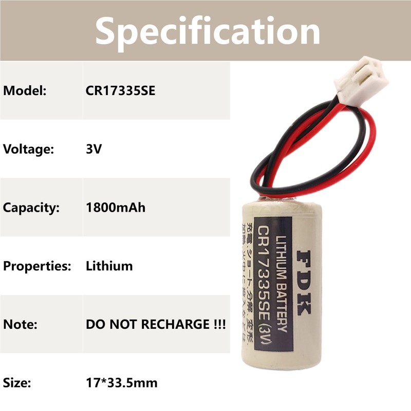 Giobbiy (2-Pcs) CR17335SE 3V 1800mAh Non-Rechargeable Lithium Cell for FDK