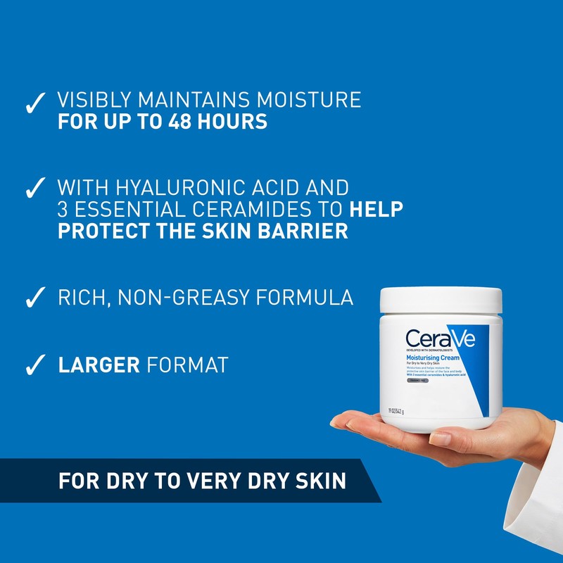 CeraVe Moisturising Cream, Face & Body, With 3 essential ceramides
