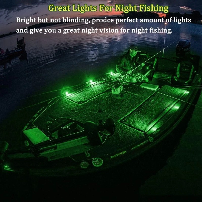 EVOTECH 10 Pack Green 6 LED Deck Marine Boat Lighting